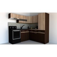 Bucatarie de Colt GENA NEW 10 DR. 190-200, Fara Corp de Cuptor, Wenge / Stejar Sonoma